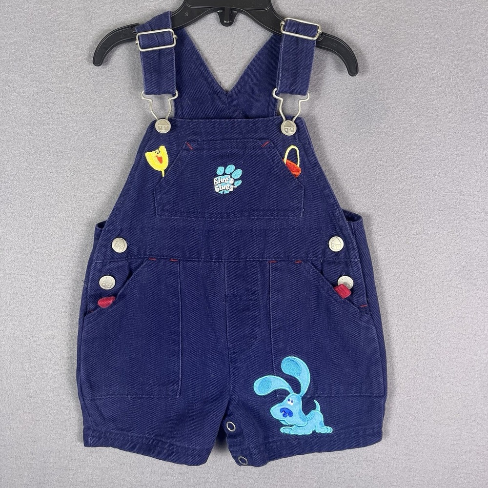 VTG Y2K Blues Clues Embroidered Overalls Baby Boy 12M Blue Nick Jr